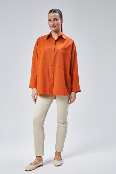 lurex moda Oversize Large Size Shirt with One Pocket