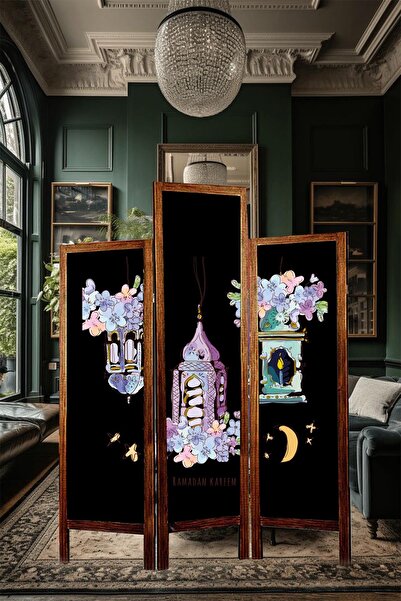 Modacanvas Masif Ahşap Kumas Asimetrik Paravan