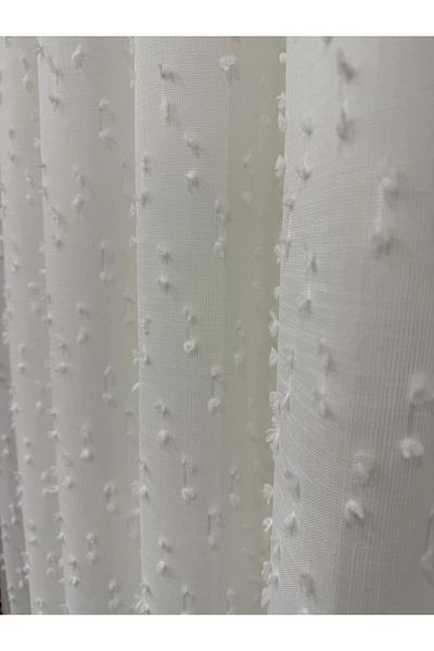 Fon Dünyası Linen Tulle Curtain with Ruffle Detail (1/3 Close Pleat)
