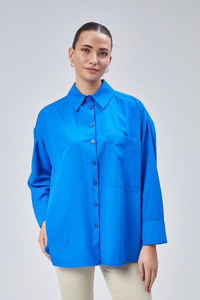 lurex moda Cămașă oversize cu un singur buzunar
