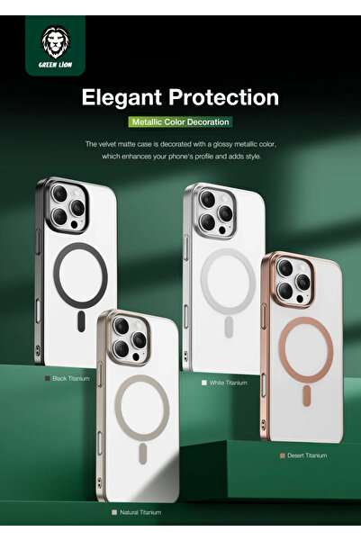 Green Lion غطاء ماج سيف غير لامع لجهاز ايفون 16 برو - فضي