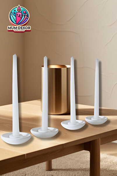 EMG DEKOR 4 lü Beyaz şamdan Mumluk   (Mumlar Dahil Değildir)