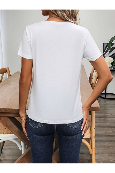 PALPİTO Tricou oversize cu imprimeu inimă de păpădie albă de damă