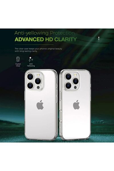 Green Lion جراب شفاف كريستالي لهاتف iPhone 16 Plus - شفاف