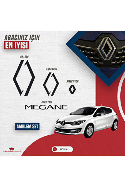 TEARNOW Megane 3 (2014-2015) Yeni Tarz Amblem Kaplama Sticker - Piano Black, ...