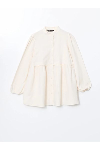 LC Waikiki Lcw Modest Ecru Judge Collar Muslin Women's Tunic