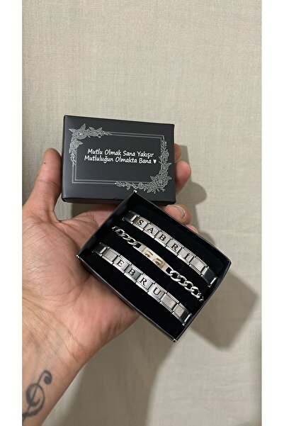 Çelik Göz Baskılı Bileklik ve İsim Yazılı Nomination Çelik Bileklik 3lü Harika Set