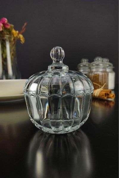 ORTAKÖY CENNETİ 8.5 cm Glass Lid Sugar Bowl and Turkish Delight Bowl