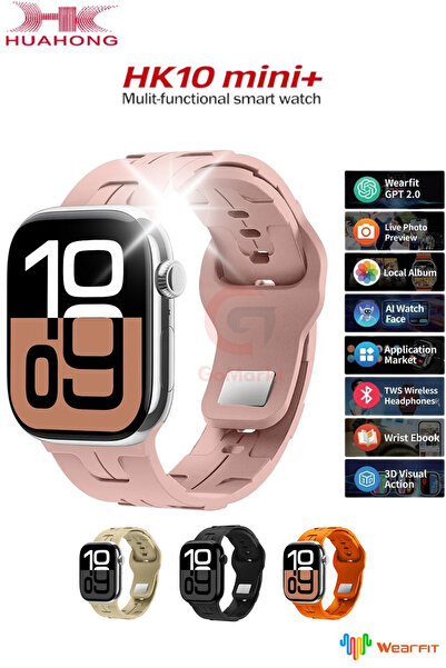 GoMarkt HK 10 Mini Plus 41mm Amoled Ekranlı Akıllı Saat 3 Kordonlu