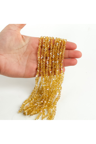 yfhobi 1 Dizi (110-120Adet) - 4 mm Üçgen Kristal Cam Boncuk Dizisi Şeffaf Jan...