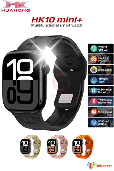 GoMarkt HK 10 Mini Plus 41mm Amoled Ekranlı Akıllı Saat 3 Kordonlu