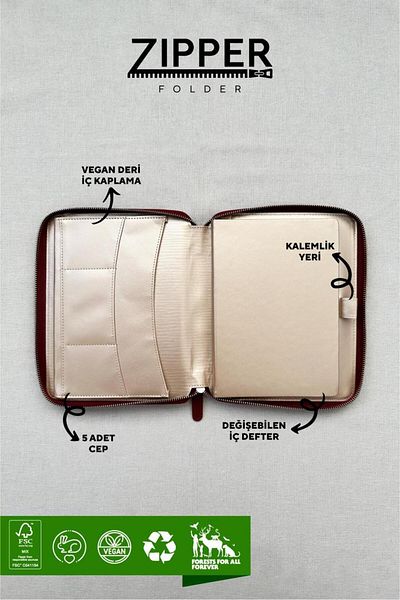 Victoria's Journals دفتر ملاحظات منظم بسحاب بنما مقاس 14.8x21 سم 100 جرام. 80 Yp. مخطط