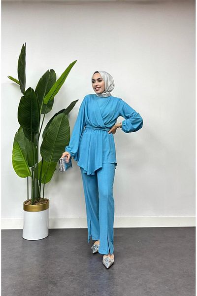 HB MODA COLLECTİON Σταυρός Λεπτομερής Παντελόνι Hijab Κοστούμι
