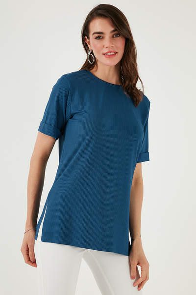 Lela Λεπτομερής μπλούζα με σχισμή με λαιμόκοψη μεγάλου μεγέθους 5869000