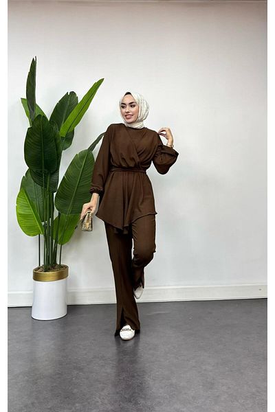 HB MODA COLLECTİON Σταυρός Λεπτομερής Παντελόνι Hijab Κοστούμι