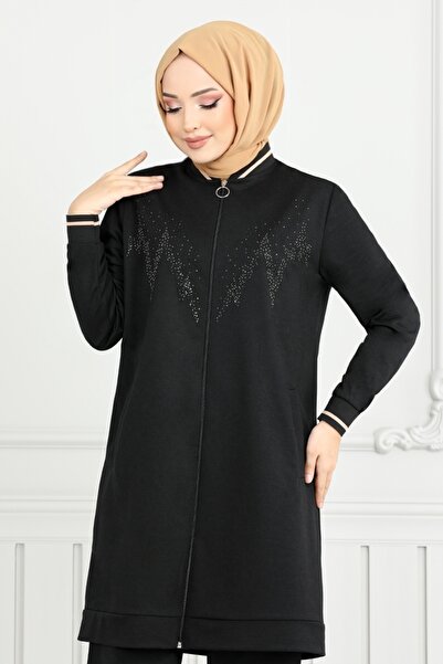 ModaMerve Black Double Set - Stone Detailed 9117Pl940-M