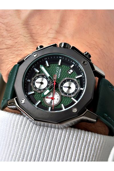 Ferrucci Function Green Color Leather Band Men's Wrist Watch