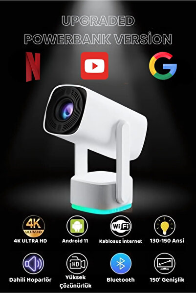 Genel Markalar K2 Projeksiyon dahili 9750mAh pil 4K HD Bluetooth Android Sinema açık Projeksiyon RGB Işıklı Low