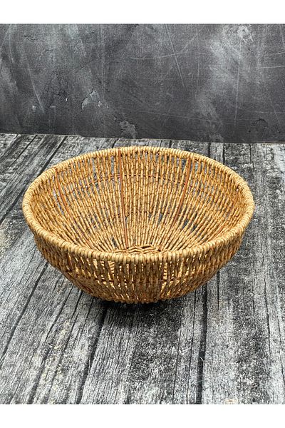 YzHome Round Wicker Serving Presentation Holder Basket Organizer Organizer Bread Holder 21*9cm