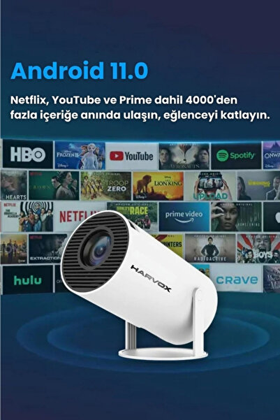 Fırsat7 Taşınabilir 130" inç Yansıtma Sinema Projeksiyon Cihazı Ev Sineması Dahili Android 11.0, Bluetooth