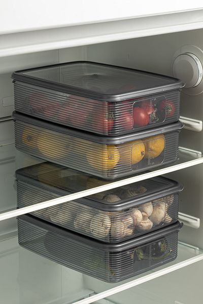 BRAMBLE LIFE 4 Pieces Anthracite 3.5 Lt Rectangular Storage Set with Leak Proof Indicator