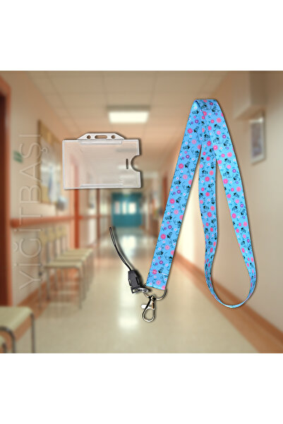 YİĞİTBAŞI MAVİ 3212 Desen Boyun İpi Ve Telefon Askısı Okul ,hastane , BOYUN İ...