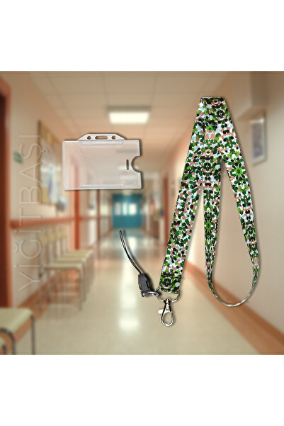 YİĞİTBAŞI ASKERİYE YEŞİL  Desen Boyun İpi Ve Telefon Askısı Okul ,hastane , B...