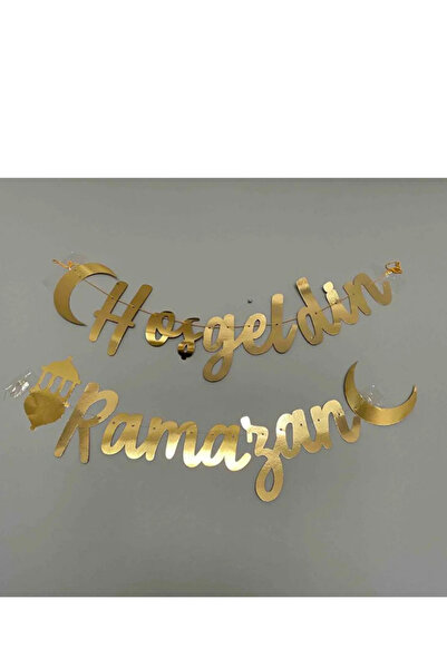 Dekals Hoş Geldin Ramazan Yazlı Kaligrafi Banner Altın Gold Süs Hoşgeldin Ram...