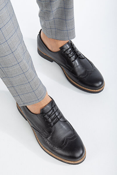 By Oxford Erkek Siyah Günlük Ortopedik Taban Rahat Garantili Klasik Ayakkabı