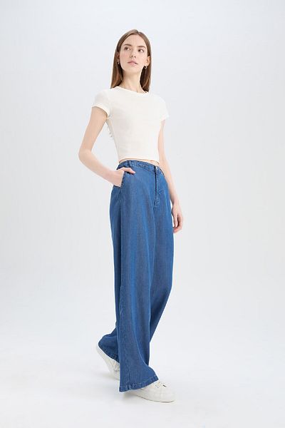 DeFacto Blugi moale cu talie înaltă - Pantaloni cu picioare largi D8239AX25SM