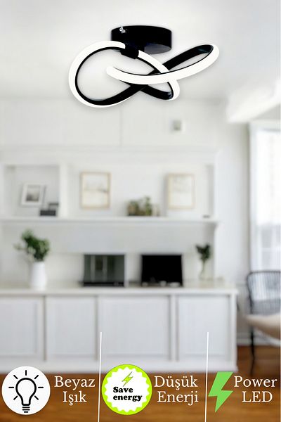 neeko Elegance Black Single Plafonier Modern White Light Led Chandelier
