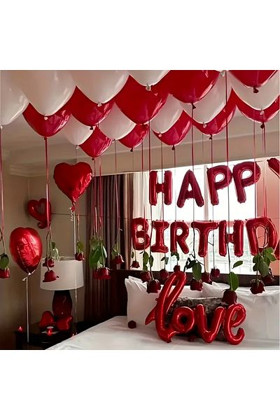 CUGY Love Themed Love & Happy Birthday Special Day Birthday Concept Balloon Chain Party Set