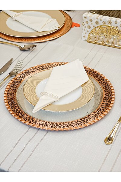 modabakir Bakır Supla, Tabak Petek İşlemeli 30 Cm