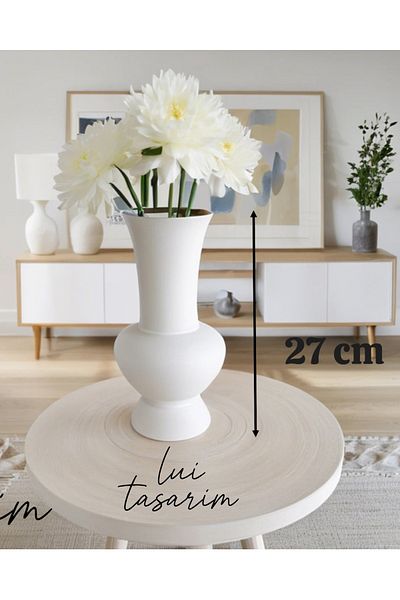 Lui Tasarım Special Design Glass Matte White Lidya Vase 27 cm