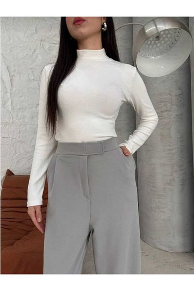 trikomode Gray Lycra Velcro Closure Women's Palazzo Pants