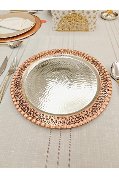 modabakir Bakır Supla, Tabak Petek İşlemeli 30 Cm