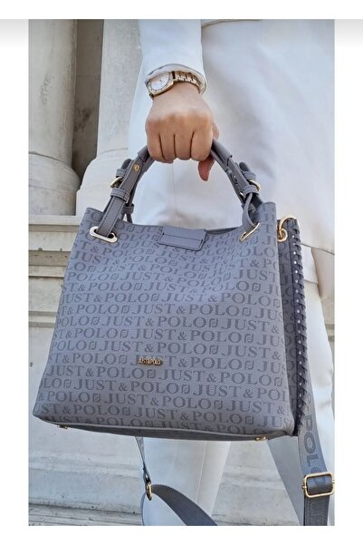 Just Polo حقيبة كتف نسائية مصنوعة يدوياً مقاس كبير مكونة من 5 أقسام موديل كاج...