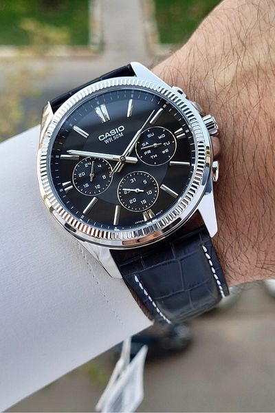 Casio Case Silver Cord Black Color Men's Wristwatch