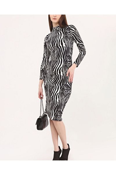 Kokosh moda Femei Model Zebra Tesatura din piele intoarsa Produs Oportunitate Rochie Midi