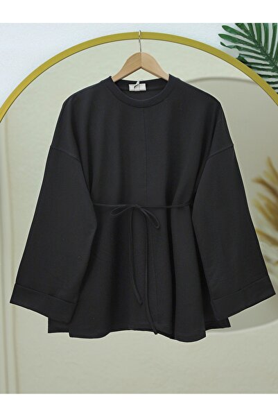 Modamorfo Світшот з швами, розрізом і зав'язкою на талії - чорний