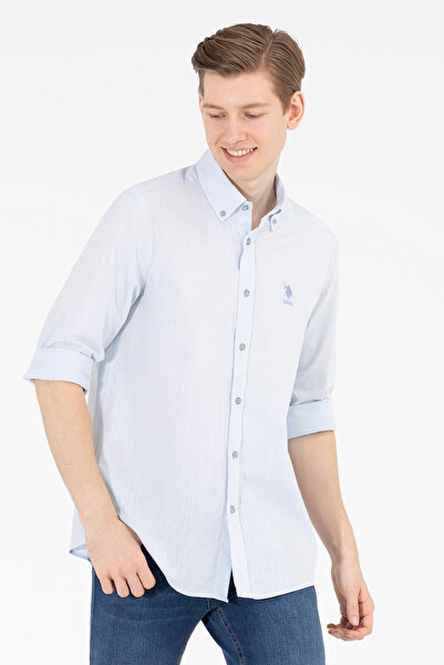 U.S. Polo Assn. قميص رجالي أزرق بأكمام طويلة 50269859-VR036