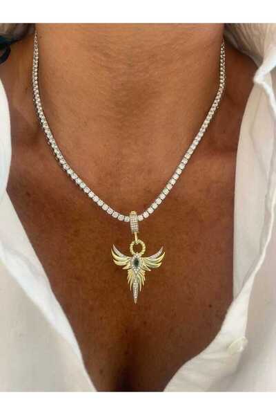 TAKIMOON قلادة فينيكس من الحجر الأخضر للممر المائي