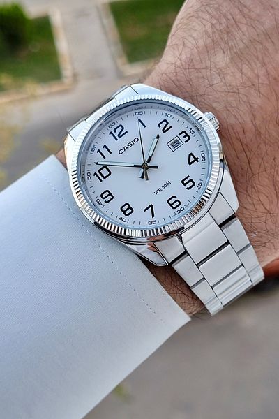 Casio Silver Color Men's Wristwatch with White Cord