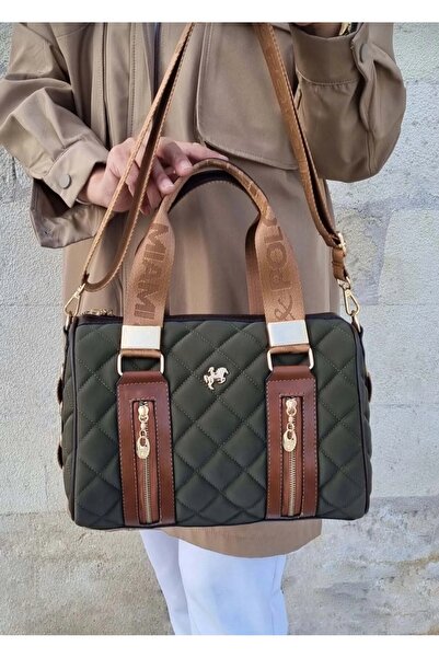 Just Polo Polo Women's Quilted Large Size Hand and Shoulder Cylinder Model Ba...