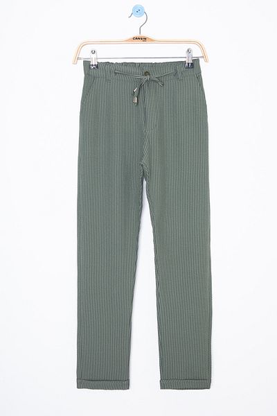 Cansın Mini Green Lace-Up Waist Double Leg Boys Jogger Pants 20071