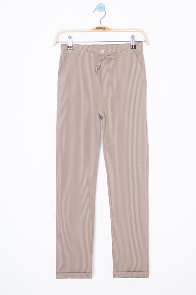 Cansın Mini Coffee Waist Lace-Up Double Leg Boy Jogger Pants 20042