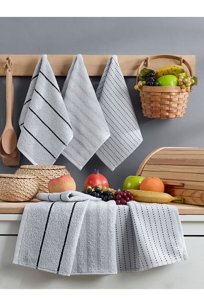 Denia Home Textile طقم لونا مكون من 6 مناشف للمطبخ واليد والوجه مقاس 30x50 سم