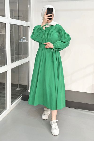 ModaSelin Ms302 Wide Skirt Green Dress