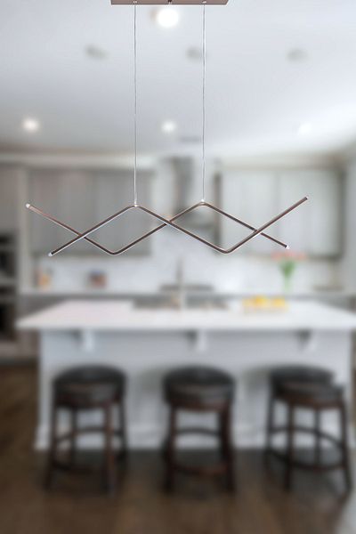 Fer Avize David Modern Design Brown Dining Table Top - Kitchen - Living Room White Led 2-Piece Chandelier