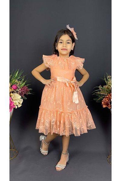 Mnk Baby&Kids Rochie de vara pentru fetita din dantela Mnk0524 somon